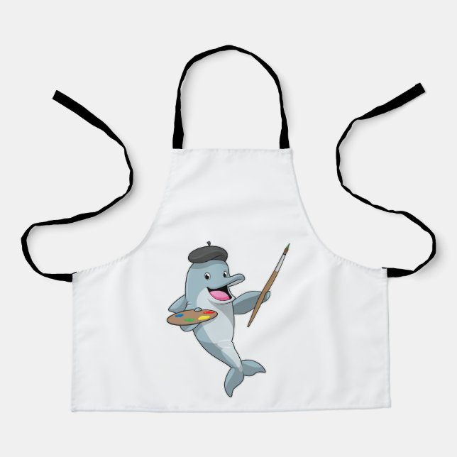 Dolphin as Painter with Paint brush & Colour Apron (Front)