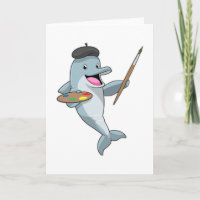 Dolphin as Painter with Paint brush & Colour