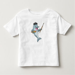 Dolphin as Painter with Paint brush & Colour Toddler T-Shirt