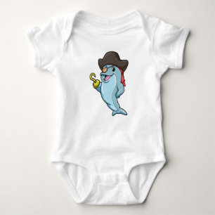 Dolphin as Pirate with Eye patch & Hooked hand Baby Bodysuit