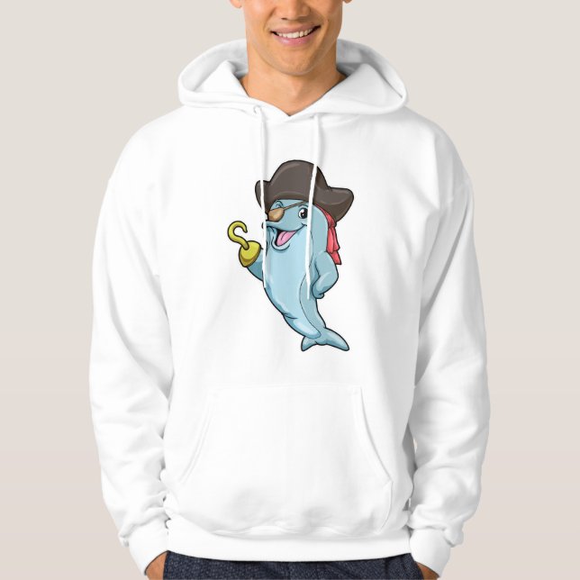 Dolphin as Pirate with Eye patch & Hooked hand Hoodie (Front)