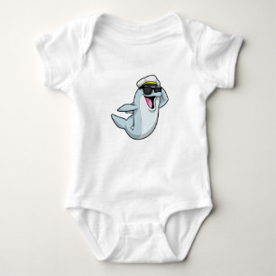 Dolphin as Policeman with Police hat Baby Bodysuit