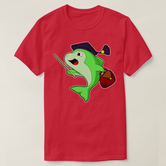 Dolphin as Professor with Bag Pointer T-Shirt (Design Front)