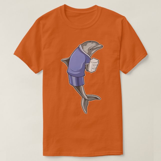 Dolphin as Secretary with Stack of paper T-Shirt (Design Front)