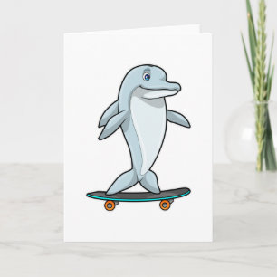 Dolphin as Skater with Skateboard Card