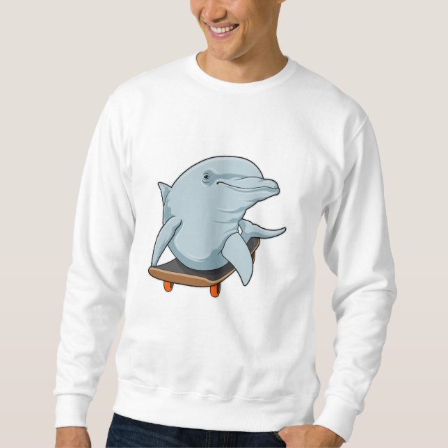 Dolphin as Skater with Skateboard Sweatshirt (Front)