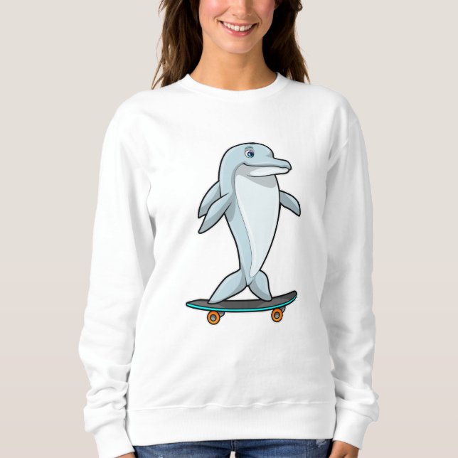 Dolphin as Skater with Skateboard Sweatshirt (Front)