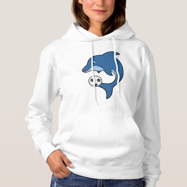 Dolphin as Soccer player with Soccer ball Hoodie (Front)