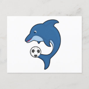 Dolphin as Soccer player with Soccer ball Postcard