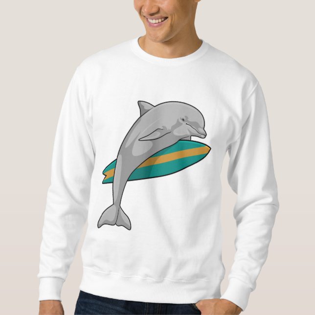 Dolphin as Surfer with Surfboard Sweatshirt (Front)