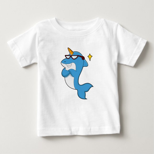 Dolphin as Unicorn with Glasses.PNG Baby T-Shirt (Front)
