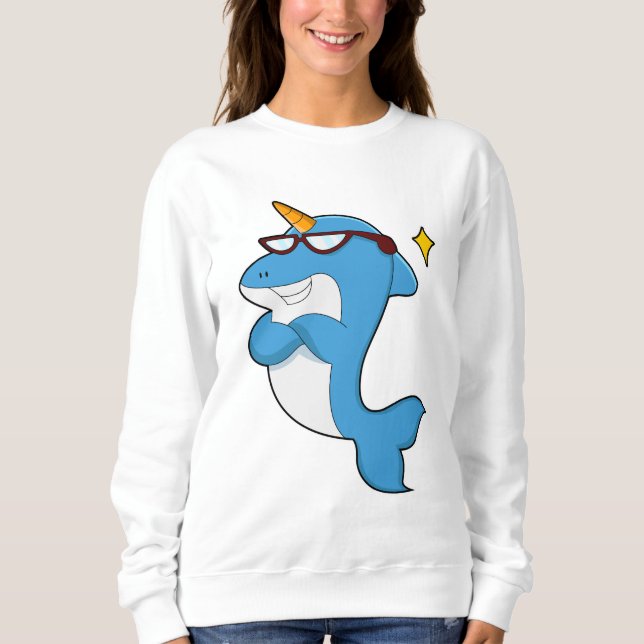 Dolphin as Unicorn with Glasses.PNG Sweatshirt (Front)
