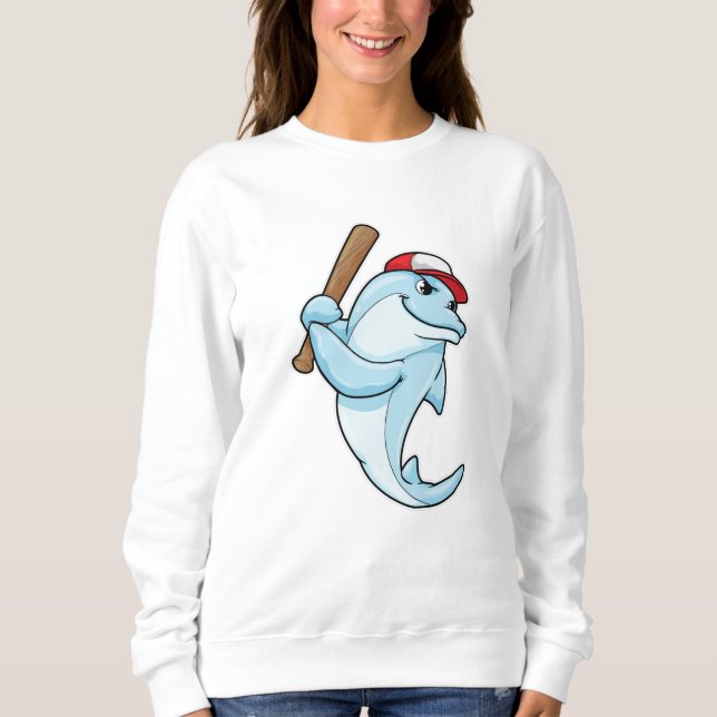 Dolphin at Baseball as Batsman Sweatshirt (Front)