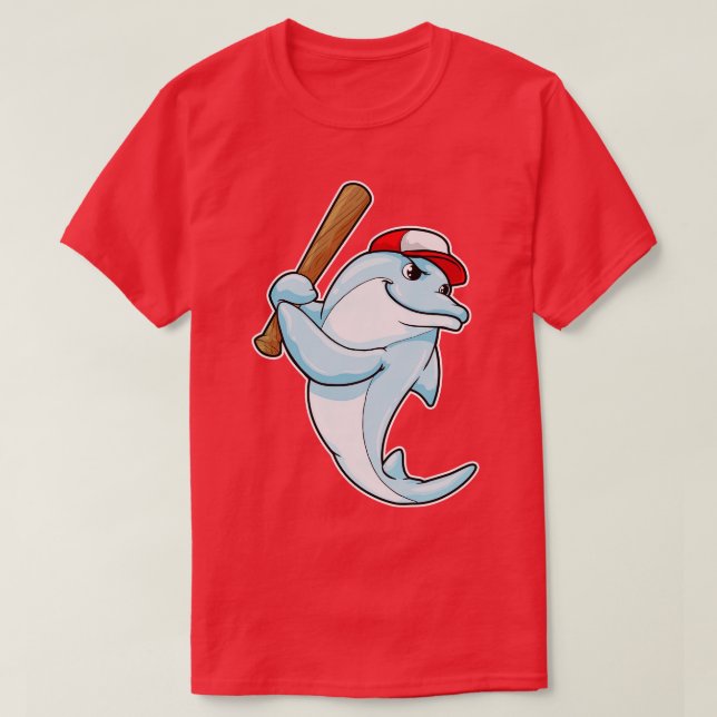 Dolphin at Baseball as Batsman T-Shirt (Design Front)