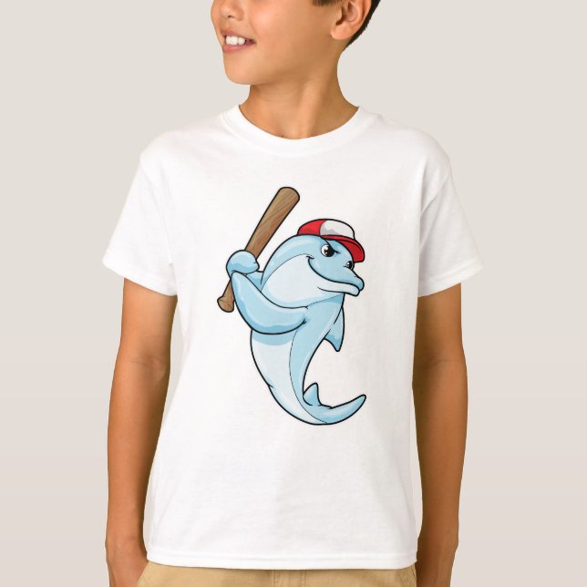 Dolphin at Baseball as Batsman T-Shirt (Front)