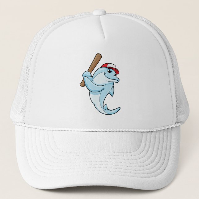 Dolphin at Baseball as Batsman Trucker Hat (Front)
