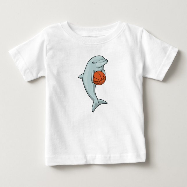 Dolphin at Basketball Sports Baby T-Shirt (Front)