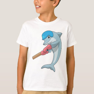 Dolphin at Cricket with Cricket bat T-Shirt