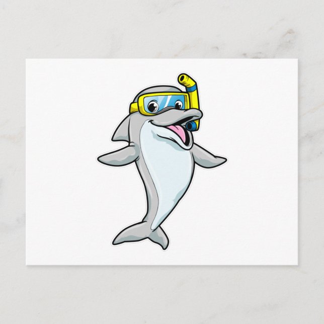 Dolphin at Diving with Snorkel Postcard (Front)