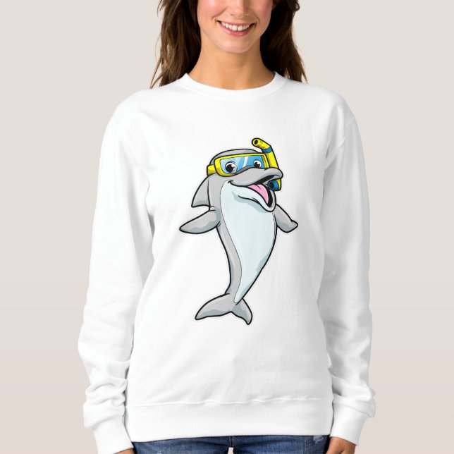 Dolphin at Diving with Snorkel Sweatshirt (Front)
