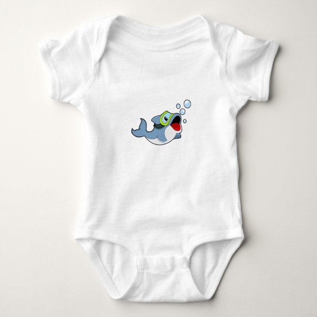 Dolphin at Diving with Water bubbles.PNG Baby Bodysuit (Front)