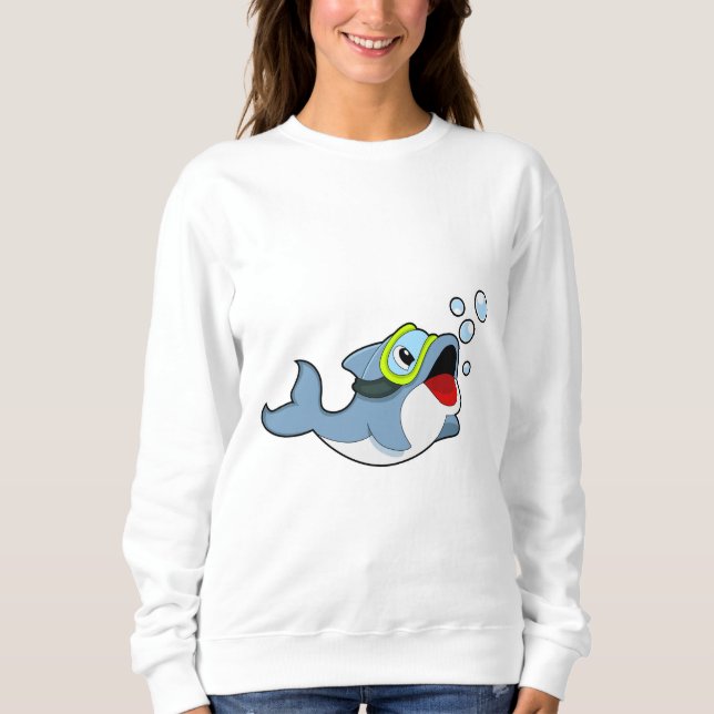 Dolphin at Diving with Water bubbles.PNG Sweatshirt (Front)