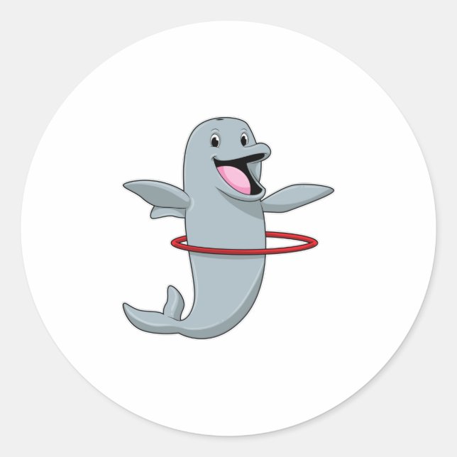 Dolphin at Endurance training with Fitness tires.p Classic Round Sticker (Front)