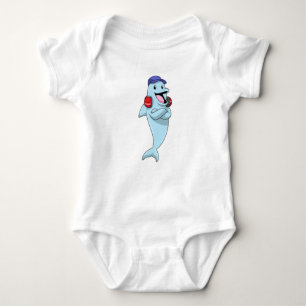 Dolphin at Listen to Music Baby Bodysuit