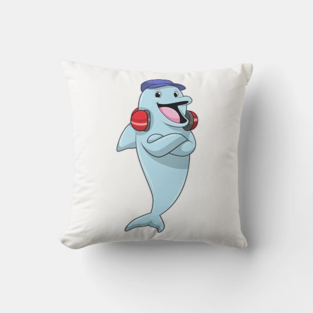 Dolphin at Listen to Music Cushion (Front)