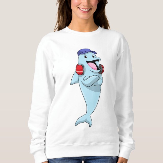 Dolphin at Listen to Music Sweatshirt (Front)