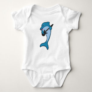 Dolphin at Music with Guitar Baby Bodysuit