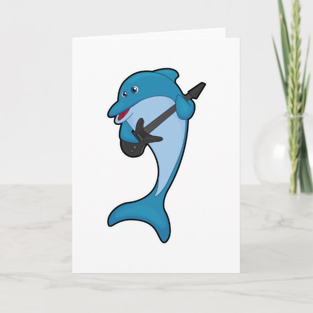Dolphin at Music with Guitar Card (Front)