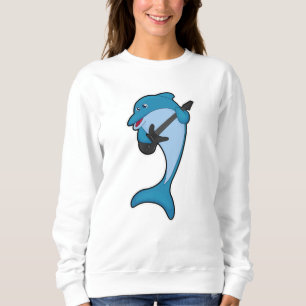 Dolphin at Music with Guitar Sweatshirt