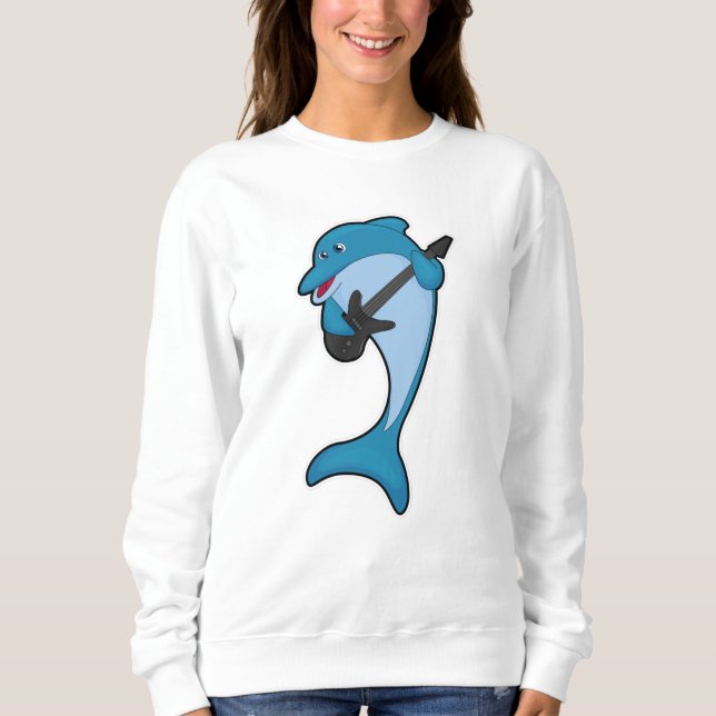 Dolphin at Music with Guitar Sweatshirt (Front)