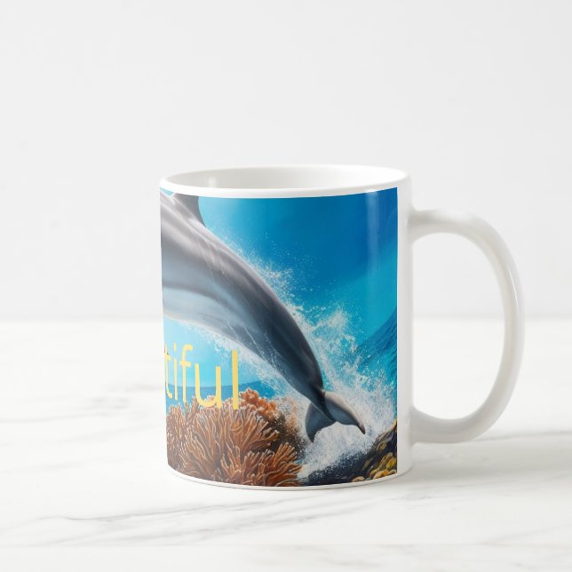 Dolphin at sea coffee mug (Right)
