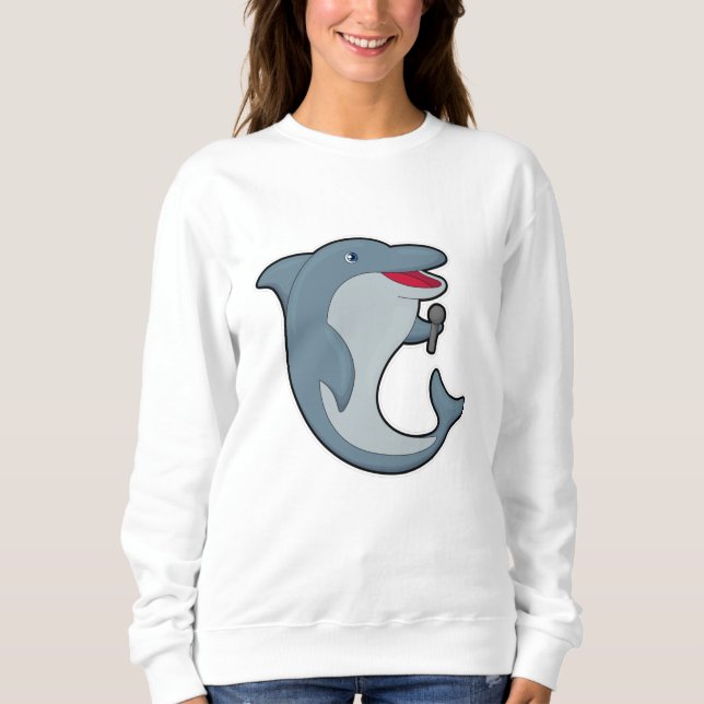 Dolphin at Singing with Microphone Sweatshirt (Front)