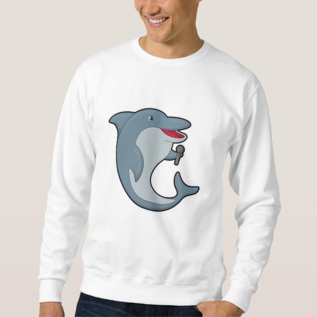 Dolphin at Singing with Microphone Sweatshirt (Front)