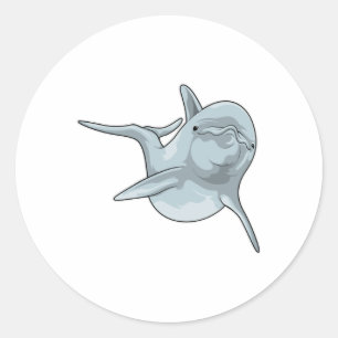Dolphin at Swimming Classic Round Sticker