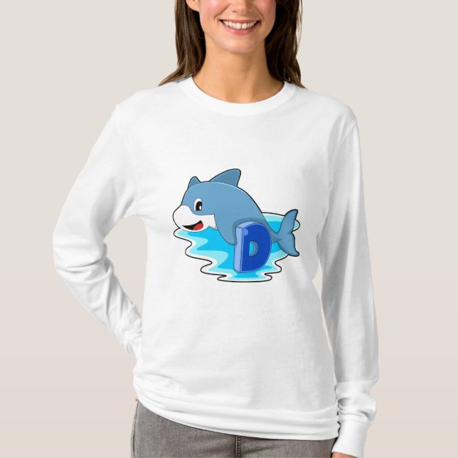 Dolphin at Swimming with Letter T-Shirt (Front)