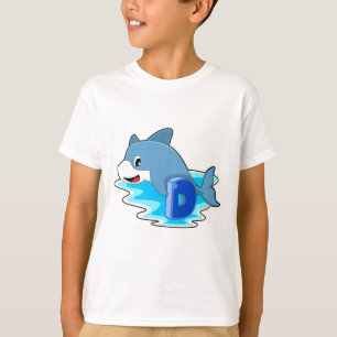 Dolphin at Swimming with Letter T-Shirt