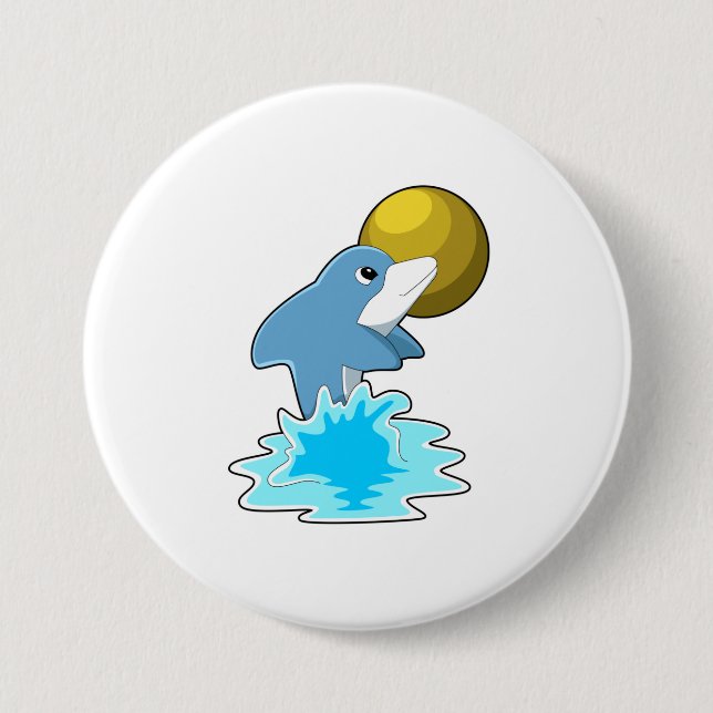 Dolphin at Swimming with Moon 7.5 Cm Round Badge (Front)