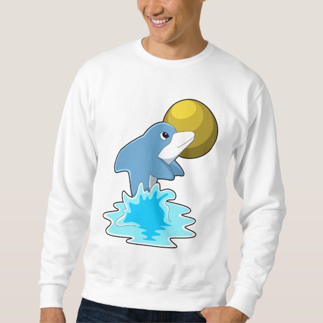 Dolphin at Swimming with Moon Sweatshirt (Front)