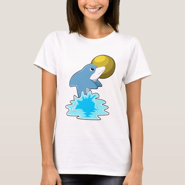 Dolphin at Swimming with Moon T-Shirt (Front)
