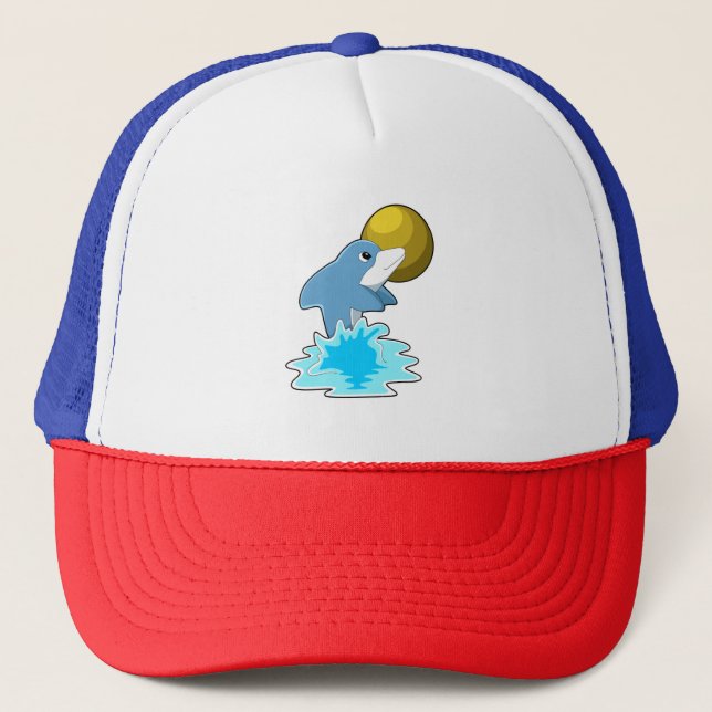 Dolphin at Swimming with Moon Trucker Hat (Front)