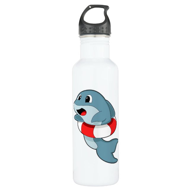 Dolphin at Swimming with Swim ring 710 Ml Water Bottle (Front)