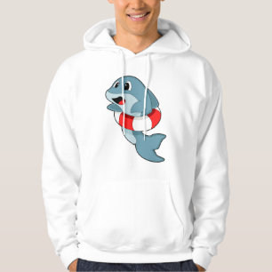Dolphin at Swimming with Swim ring Hoodie