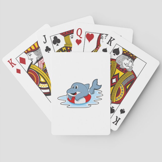 Dolphin at Swimming with Swim ring.PNG Playing Cards (Back)