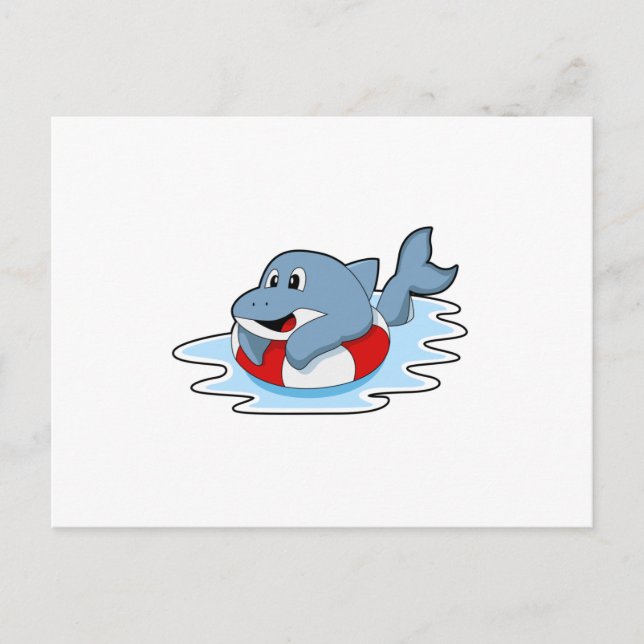 Dolphin at Swimming with Swim ring.PNG Postcard (Front)