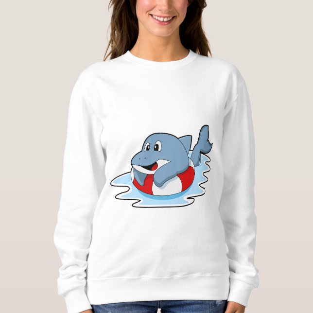 Dolphin at Swimming with Swim ring.PNG Sweatshirt (Front)