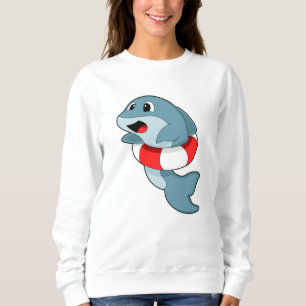 Dolphin at Swimming with Swim ring Sweatshirt